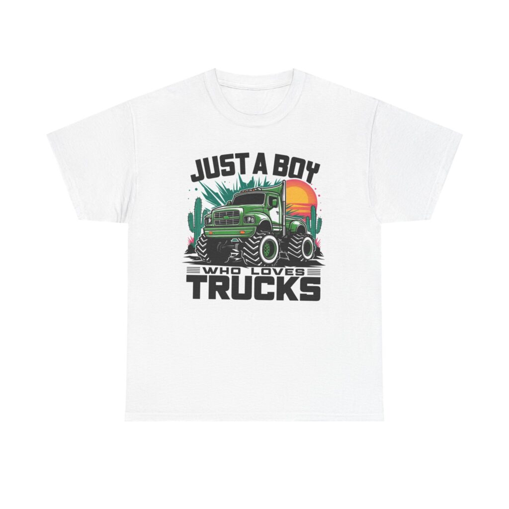 Just a Boy Who Loves Trucks Unisex Heavy Cotton Tee